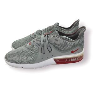 NIKE airmax sequent 3 cool grey and red trainer running sneakers shoes MENS 10.5